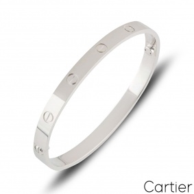 Cartier White Gold Plain Love Bracelet Size 20 B6035420